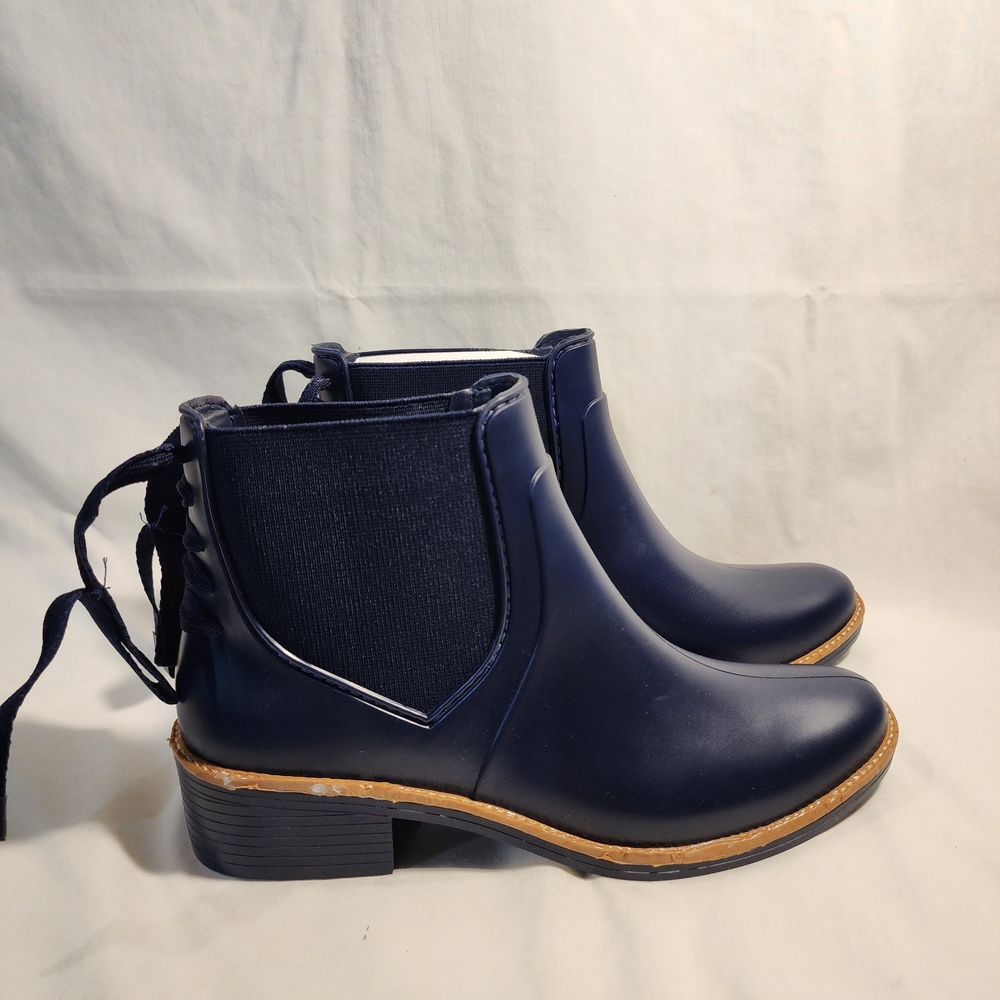 Bernardo Dark Blue Ankle Booties with Lace-Up Detail